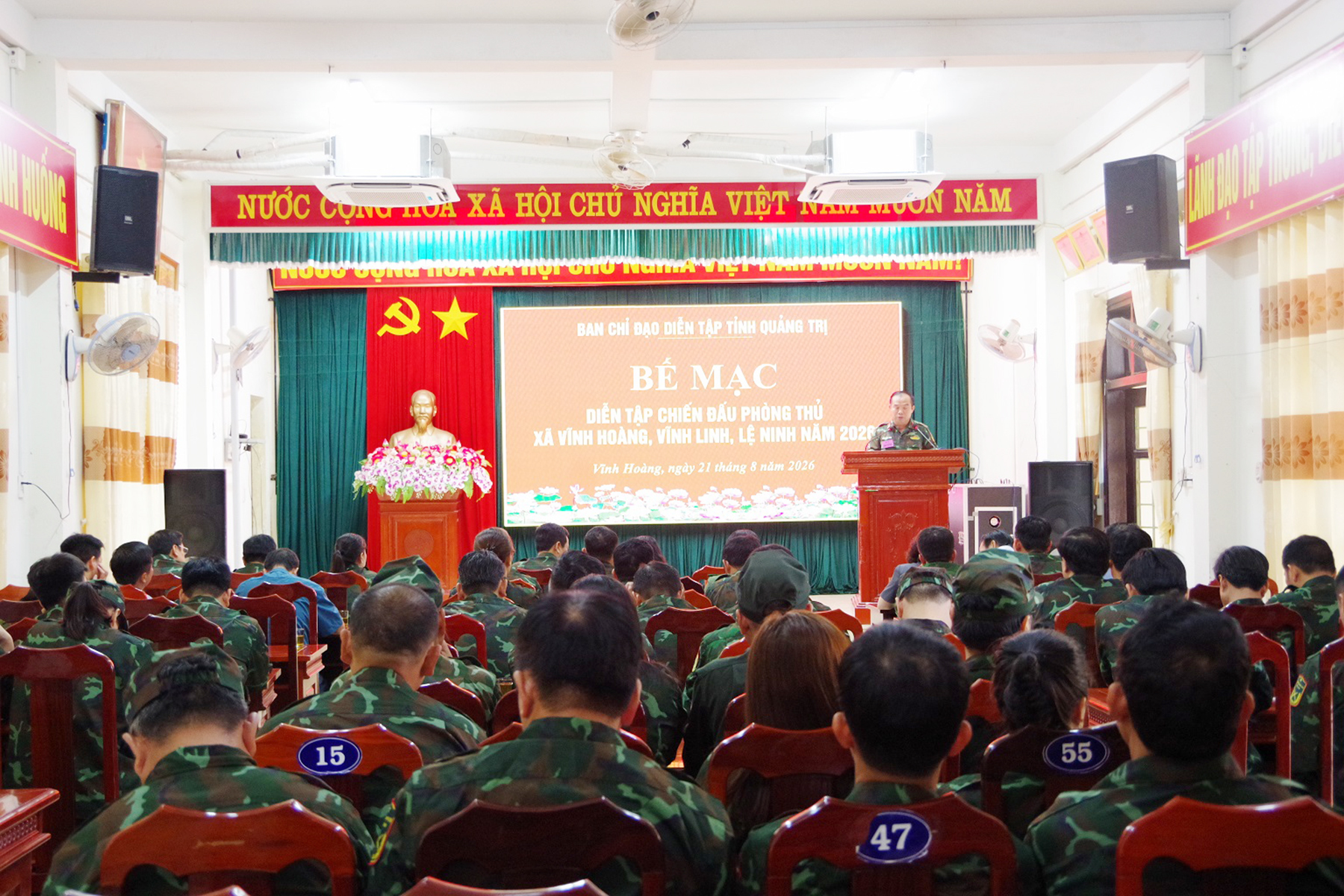 Diễn tập chiến đấu phòng thủ xã Vĩnh Hoàng, Vĩnh Linh, Lệ Ninh năm 2026