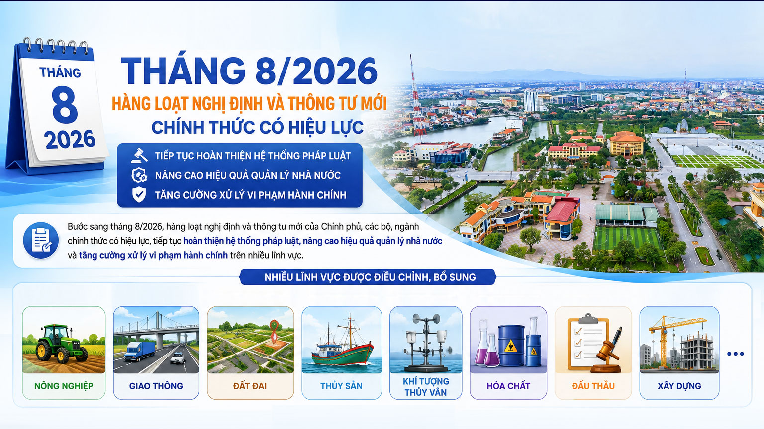 Những chính sách nổi bật có hiệu lực từ tháng 8/2026