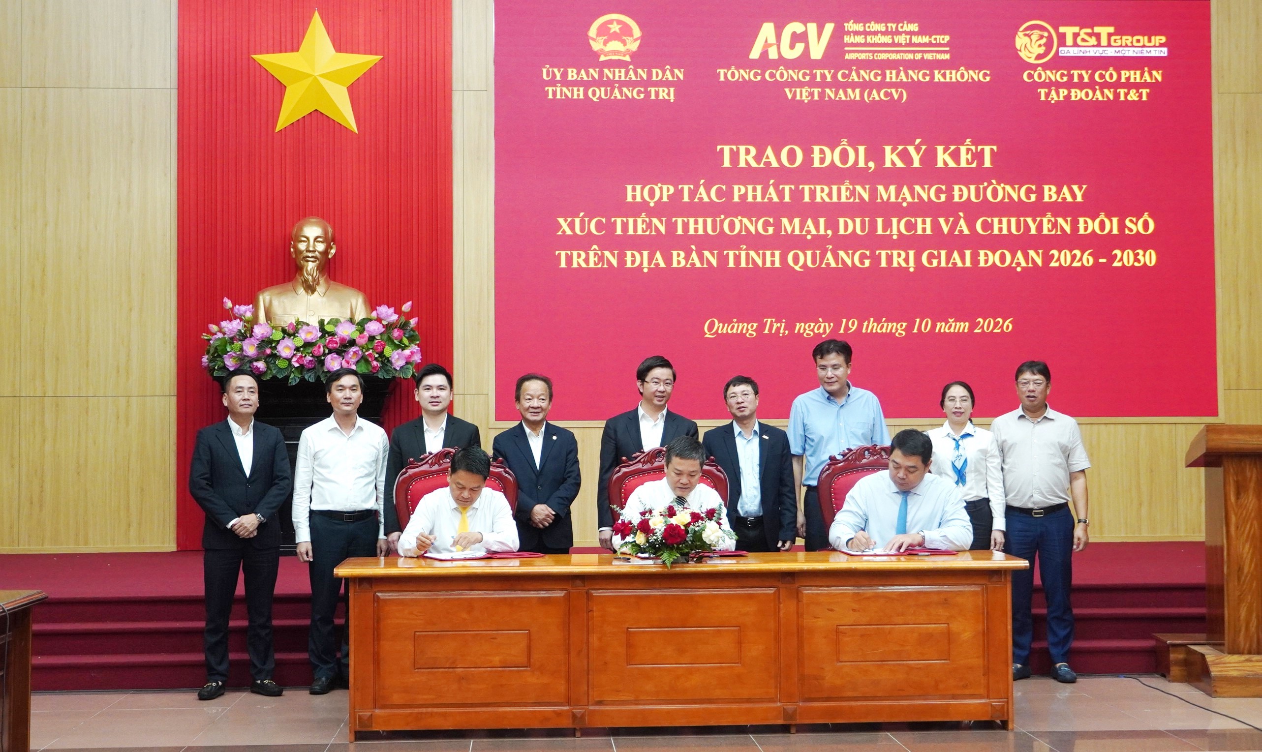 Ký kết hợp tác phát triển mạng đường bay, xúc tiến thương mại, du lịch và chuyển đổi số tại tỉnh Quảng Trị giai đoạn 2026 - 2030