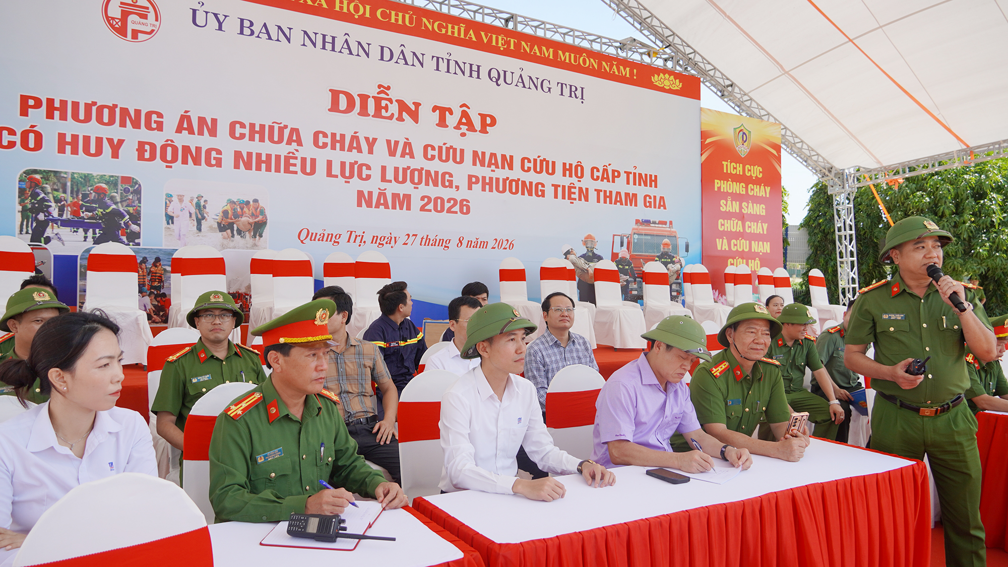 Phó Chủ tịch UBND tỉnh Lê Văn Bảo kiểm tra công tác chuẩn bị diễn tập Phương án chữa cháy và cứu nạn, cứu hộ cấp tỉnh