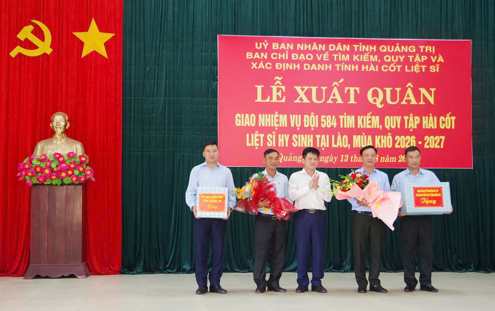 Lễ xuất quân giao nhiệm vụ Đội 584 thực hiện nhiệm vụ tìm kiếm, quy tập hài cốt liệt sĩ hy sinh tại Lào mùa khô 2026 - 2027