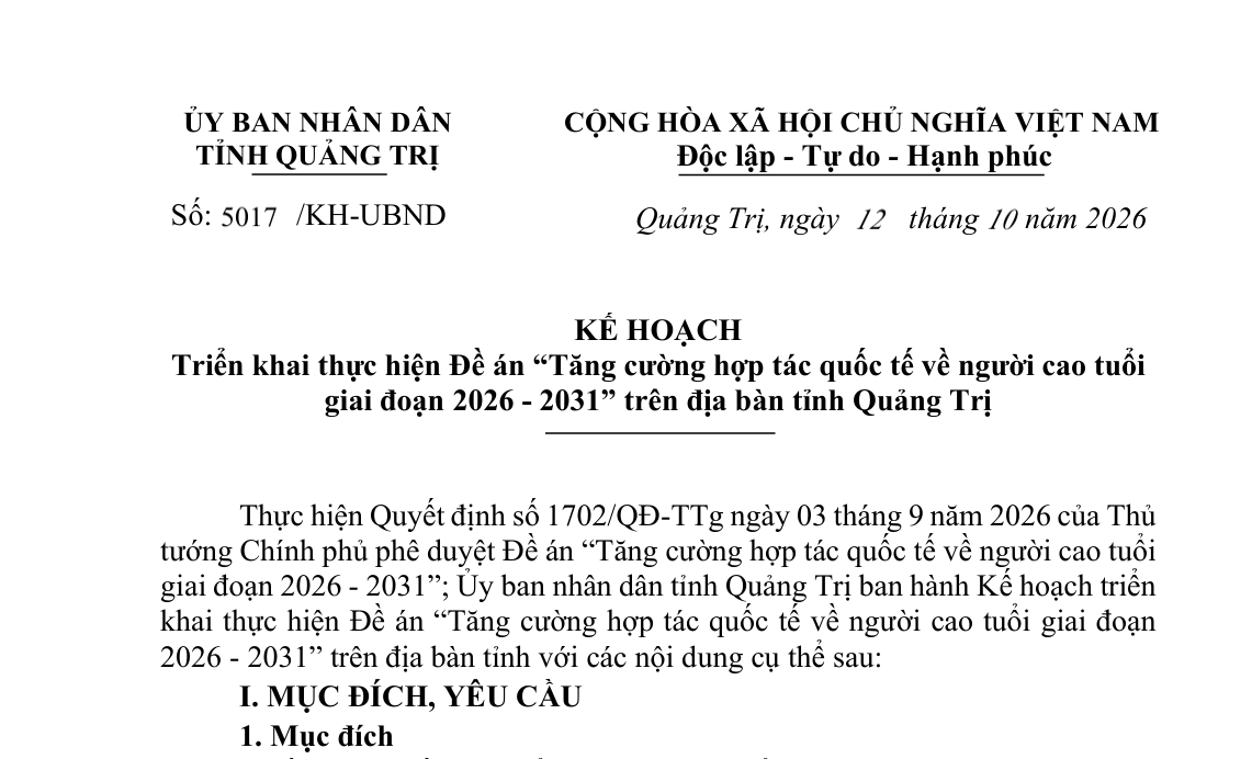 Tăng cường hợp tác quốc tế về người cao tuổi giai đoạn 2026 - 2031