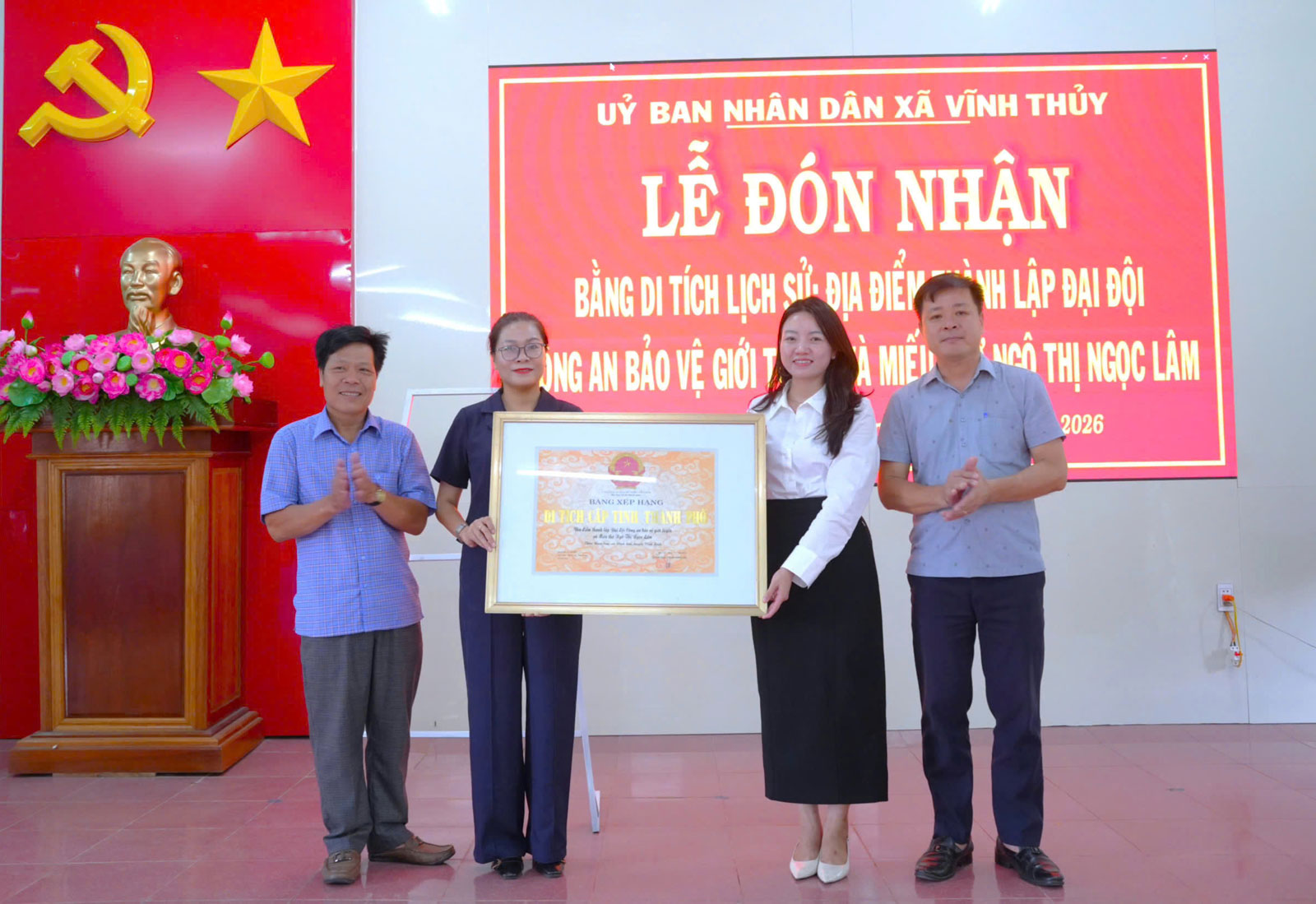 Xã Vĩnh Thủy đón nhận Bằng xếp hạng Di tích lịch sử cấp tỉnh